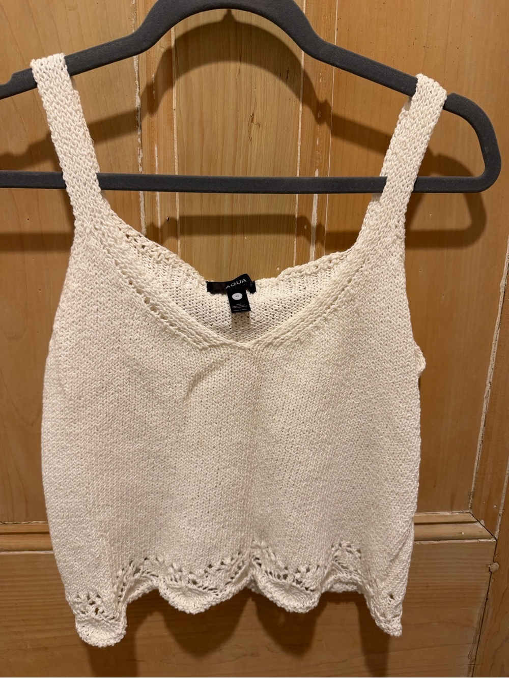 Aqua Cream Scalloped Knit Tank Top